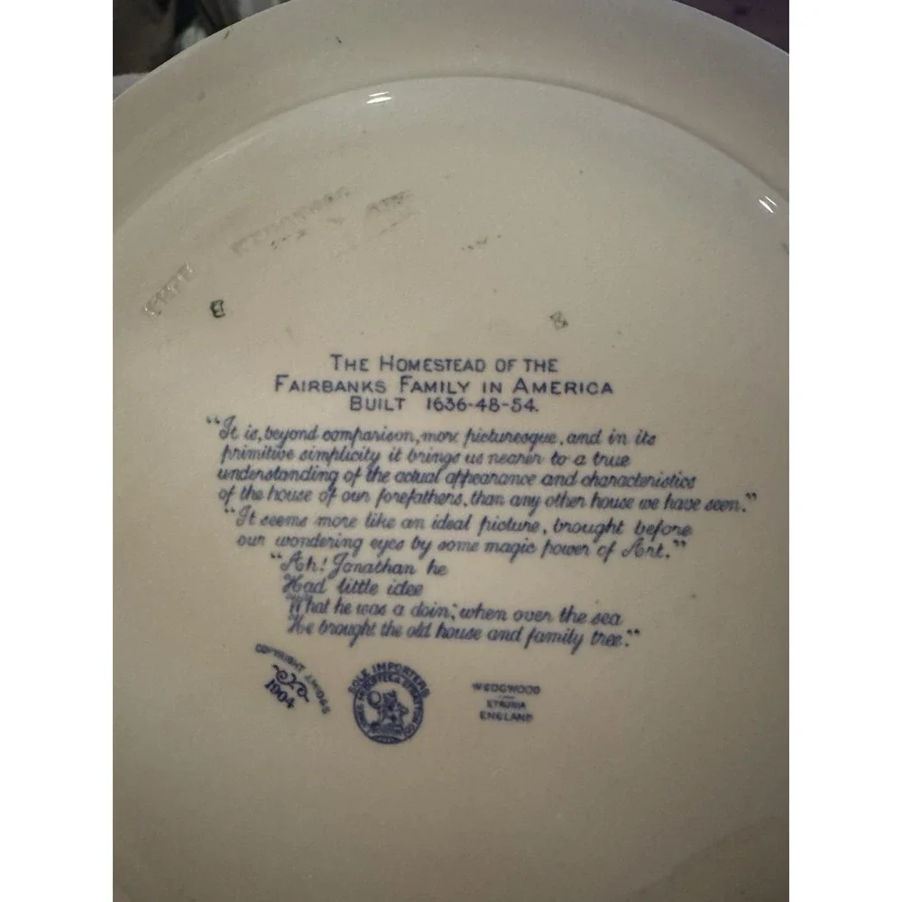 Homestead of the Fairbanks - Dedham, MA - Family 1904 – Wedgwood 9